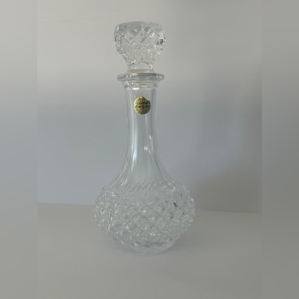 Cristal d Arques Glass Decanter 24% Genuine Lead Crystal Liquor Diamont Pattern